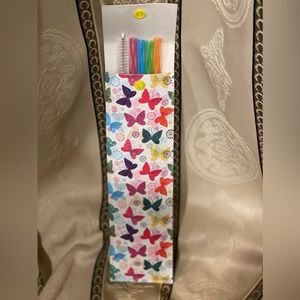 Straw reusable pouch-color butterflies
